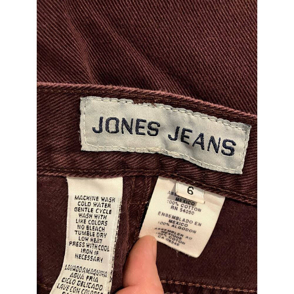 Vintage Jeans Jones Jeans 6 Burgundy Plum Straight Leg High Waist Cotton 90s - Picture 5 of 5